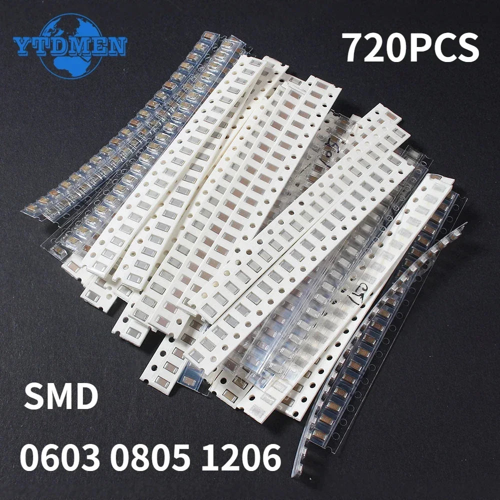 36Values 1pF-10uF Electronic Capacitor Set 0603 0805 1206 SMD Ceramic Capacitors Assortment Kit 36 Values X 20pcs=720pcs
