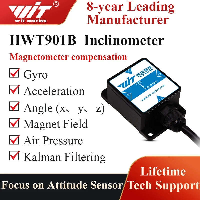 WitMotion [Accelerometer+Inclinometer] HWT901B TTL MPU9250 9-axis Gyroscope+Angle(XY0.1°)+Digital Compass+Air Pressure+Altitude