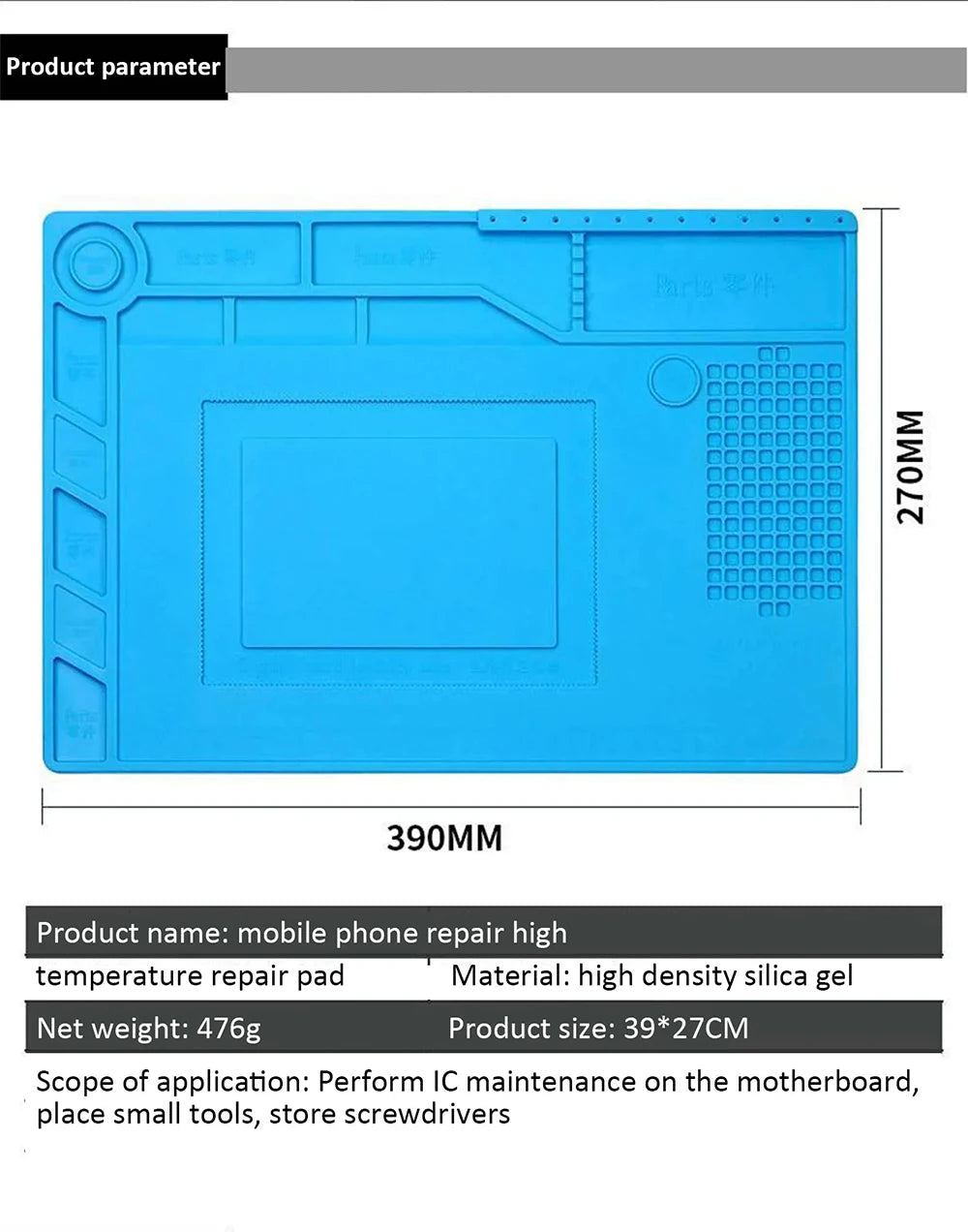 S-150-USA Warehouse Heat Resistant Silicone Soldering Mat Anti-static Insulation Work Pad For Phone Laptop Electronic Repair Maintenance Platform