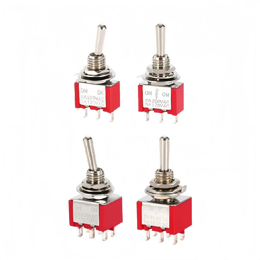 6mm Mini Toggle Switch MTS-102 103 202 203 SPDT ON-OFF-ON with Waterproof Cap 6A 125V/250V 3/6 Pin