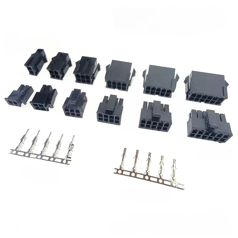 10Set Molex 3.0mm Double Row Connector Plug-in Male Female Housing Terminals 2*1/2/3/4/5/6/7/8/9/10/11/12P