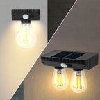Solar Wall Lights Outdoor with 3 Lighting Modes & Motion Sensor, Solar Porch Light with 2 Bulbs, Waterproof Solar Wall Sconce