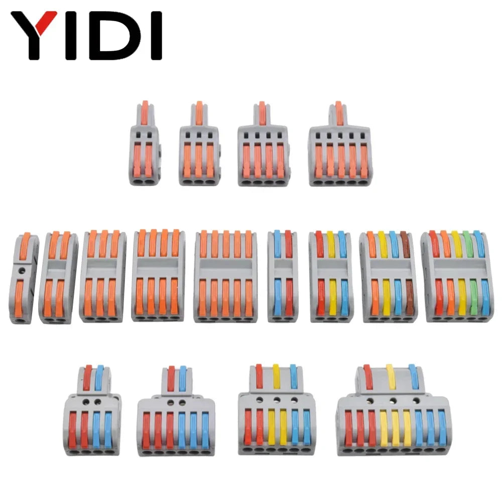 5pcs/lot Splitter Cable Push-in Lever Connection Terminal Block 1 In Multiple Out Combined Compact Quick Splice Wire Connector