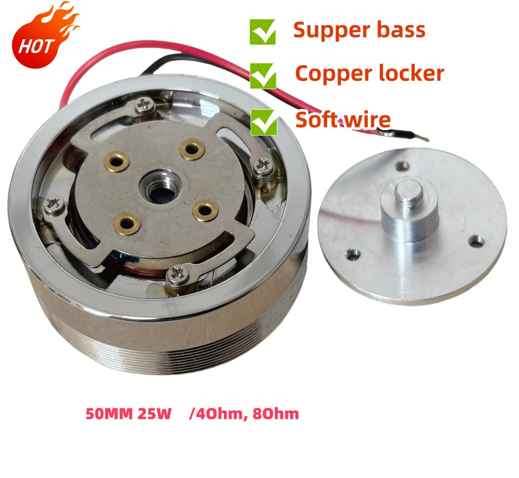 50MM 25W Vibration Speaker 4/8 Ohm  DIY Bass Resonance Aluminum Speaker System for Tabletop Audio High Power Sound Transducer