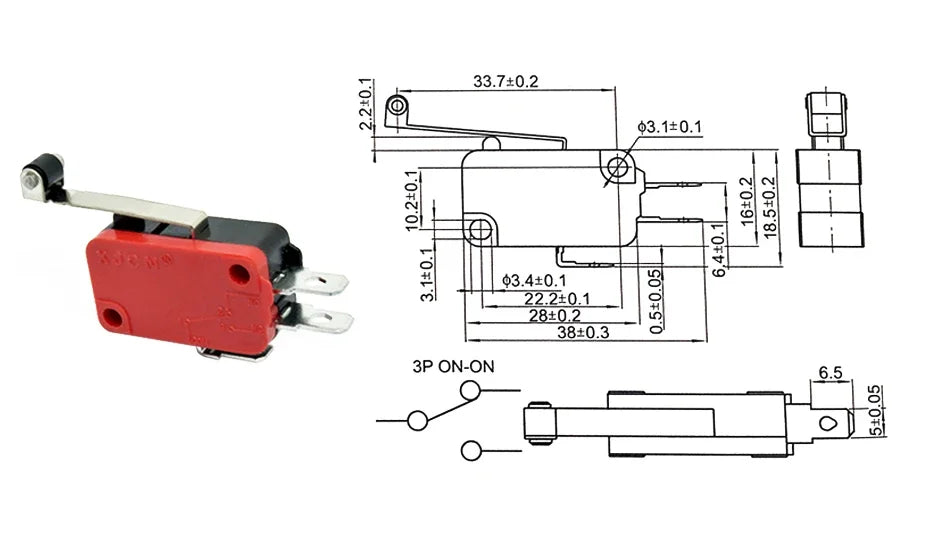 V-15 V-151 V-152 V-153 V-154 V-155 V-156-1C25 Microswitch SPDT Momentary Travel Mini Micro Limit Switch 1NO1NC Roller Lever Arm