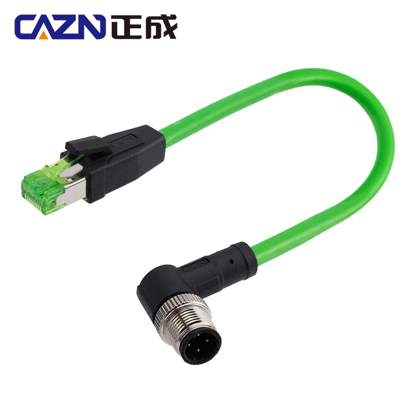 M12 Connector 4 Pin D Code Male to RJ45 Waterproof Ethernet Connector Industrial Ethernet Ethercat