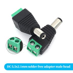 2PCS DC 12V Male Female BNC Connectors 5.5*2.1mm/2.5mm Welding-Free Power DC Plug Adapter Jack Sockets For LED Strip CCTV Camera