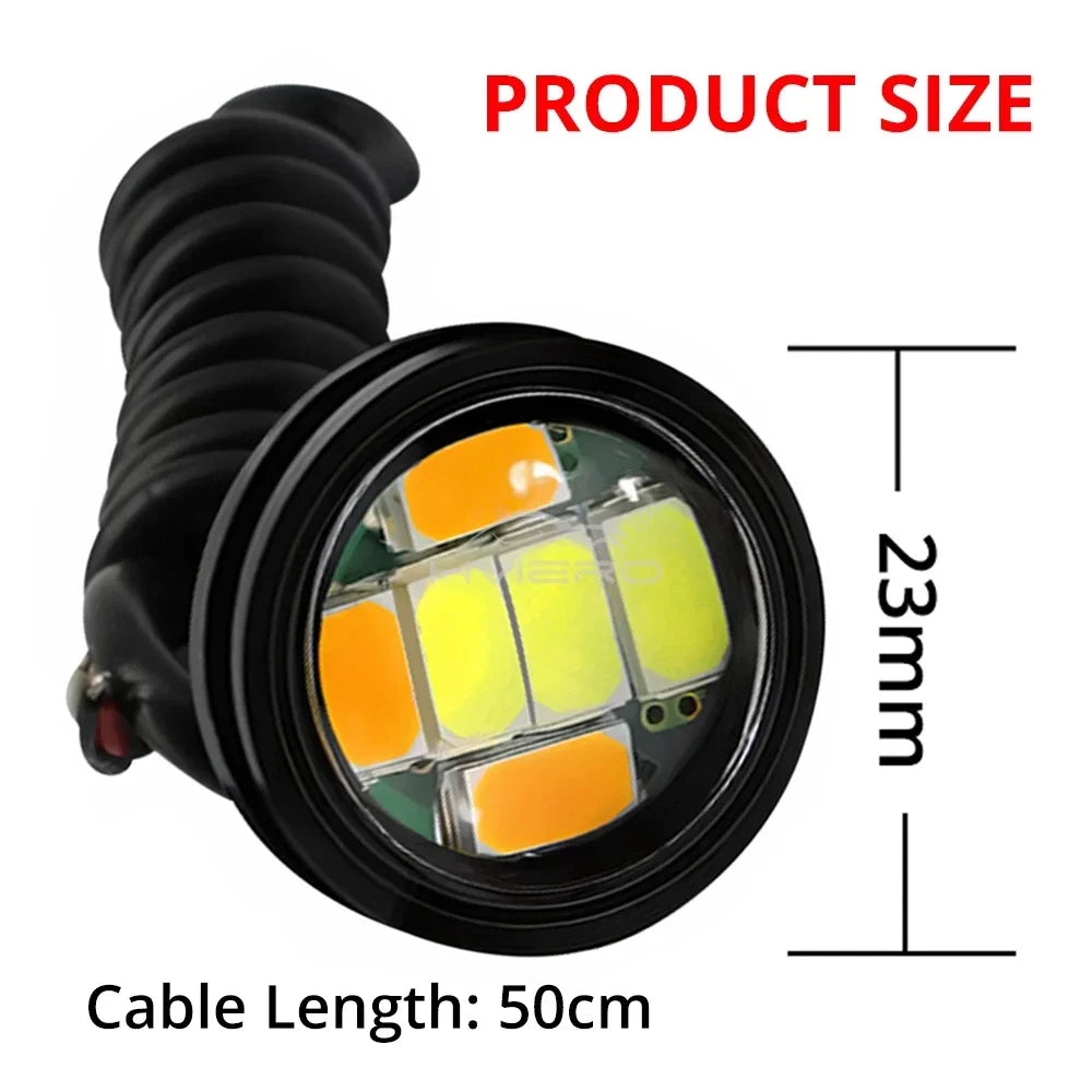 2pcs Car Daytime Running Lights White Yellow Eagle Eye LED 12V 5730 6smd Reversing Parking Tail Bulb Turn Signal Lamp Waterproof