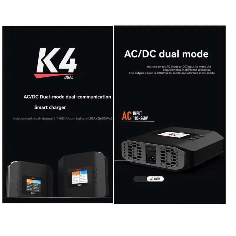 ISDT K4 Dual Channel Lipo Battery AC 400W/DC 600W, 20A, 1-8S Lipo/PB/Lihv/Nimh/Cd Ideal Forrc UK PLUG