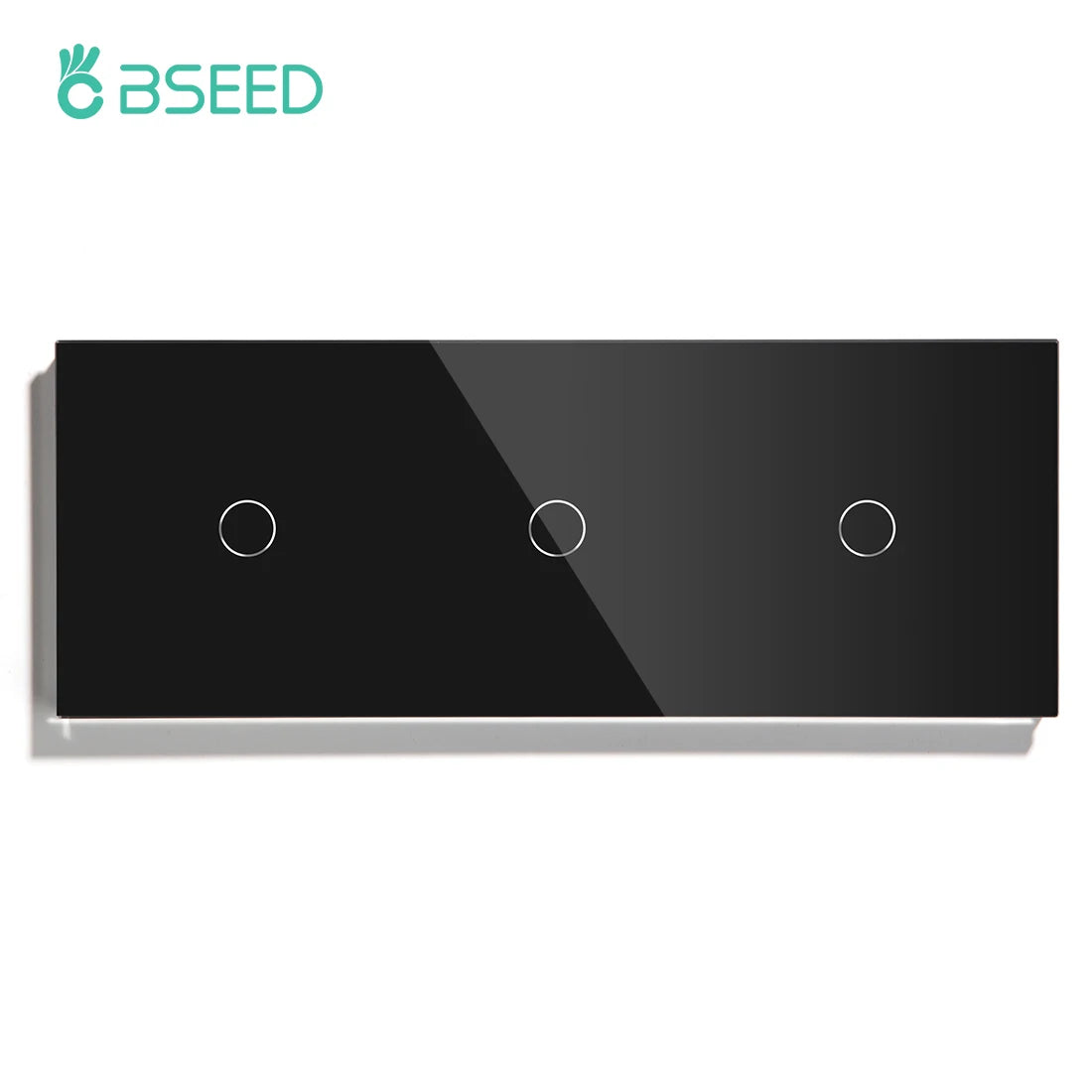 BSEED Touch Switches 1/2/3Gang 1Way Wall Light Switches Blue LED Backlight Glass Sensor Screen Home Switches Black EU Standard