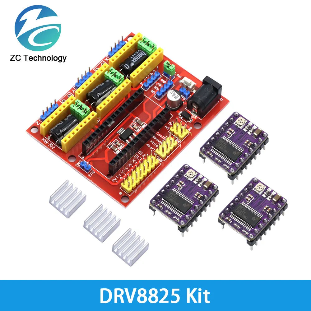 CNC Shield v4 Engraving Machine / 3D Printer / + 3pcs A4988 / DRV8825 / AT2100 Stepper Motor Driver for Arduino