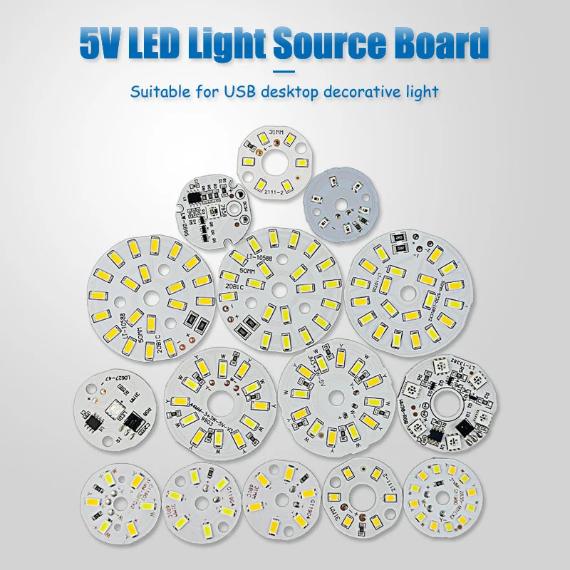 3/5/10PCS Round LED Light Board DC 5V 3W Low Voltage 5730 2835 SMD LEDs 3000K Warm or White 6000K Dimmable Bulb Lamp Panel
