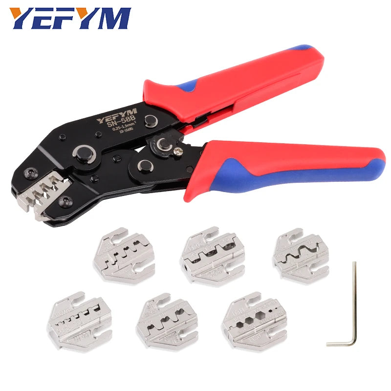 Crimping Tool Set For Dupont JST MOLEX Terminals,No/Pre Insulated Ferrules,Butt Connectors,Solar & Coax Connectors SN-58B 6 Jaw