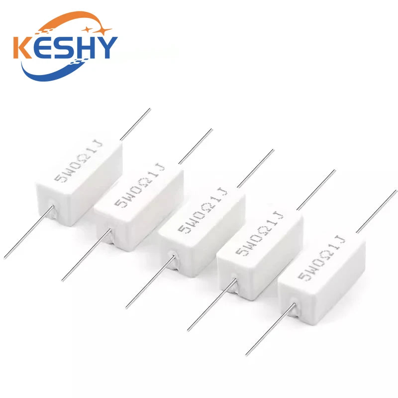 5PCS 5W 5% Cement Resistor Power Resistance 0.1 ~ 10K 0.1R 0.5R 1R 10R 100R 0.22 0.33 0.5 1 2 5 8 10 15 20 25 30 100 1K 10K ohm