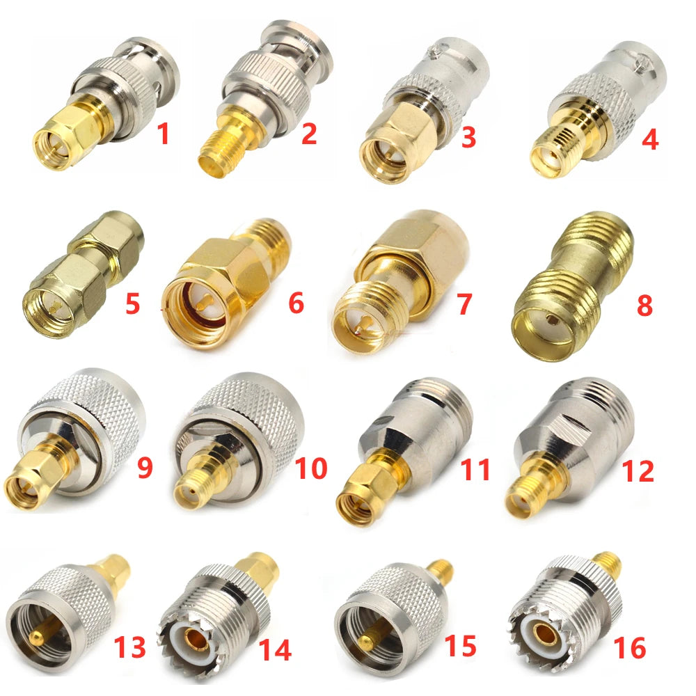 RF Connector SMA to SMA BNC UHF N Male Female Adapter RP SMA to PL259 SO239 Straight Copper Brass Converter