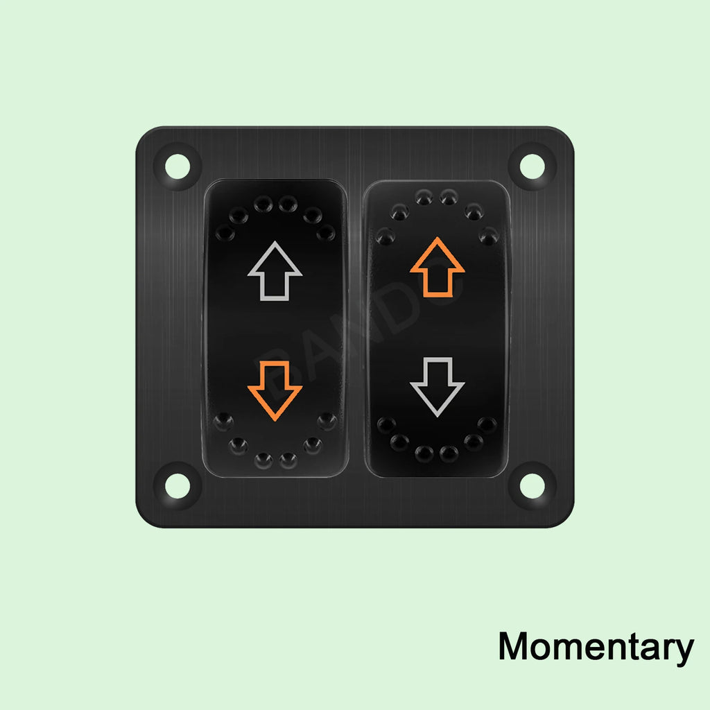 UP DOWN ARROWS Momentary Rocker Switch 7P (ON)-OFF-(ON) DPDT Retractive Switch + Wires for Car Boat Marine Vehicle Yacht Ship