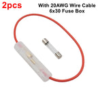 2-5pcs 6*30mm Glass Fuse Holder 6x30mm Fuse Socket Black/White Flip shell Type Peanut Hull Fuse Box with 20AWG Wire Cable 1A-10A