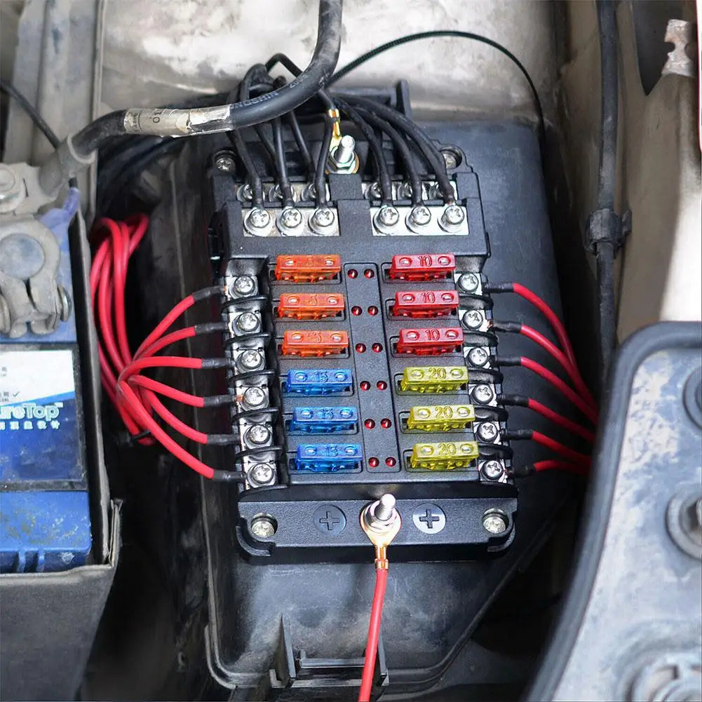 6/12 Way 12-24V Car Boat Fuse Blade Fuse Box Holder With Plastic Cover For Power Panel Board Camper Fuse