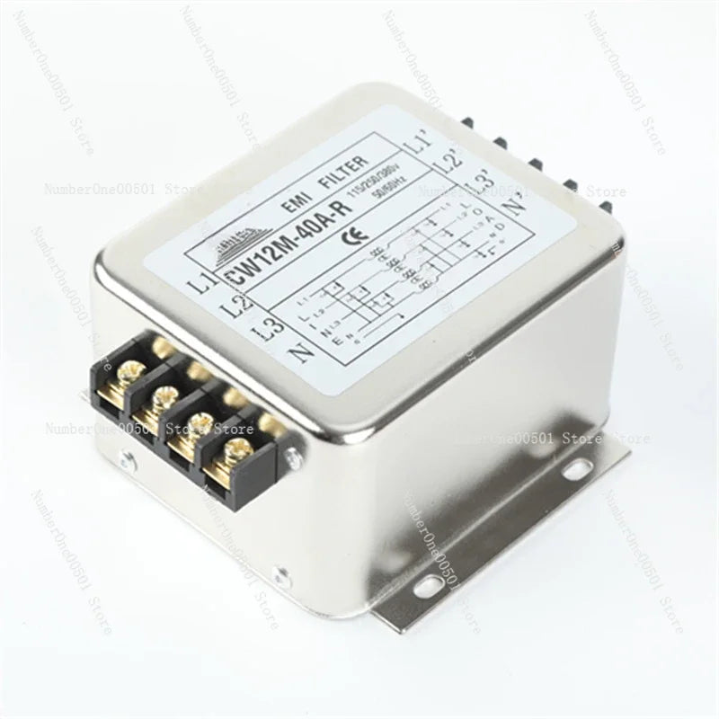 30A Three Phase Four Wire Power Filter, 220V/380V Anti-Interference EMI Filter with Terminal Block