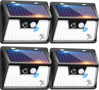 Solar Lights Outdoor Waterproof, 140LED Motion Sensor Light, 3 Modes Solar Powered Fence Security Lights for House Outside