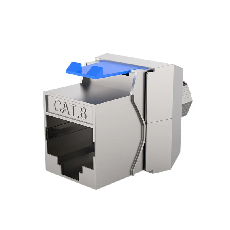 CAT8 RJ45 Tool-Less STP Shielded Keystone Jack Module Self-Locking Zinc Alloy Network Coupler Adapter for Secure Network Connect