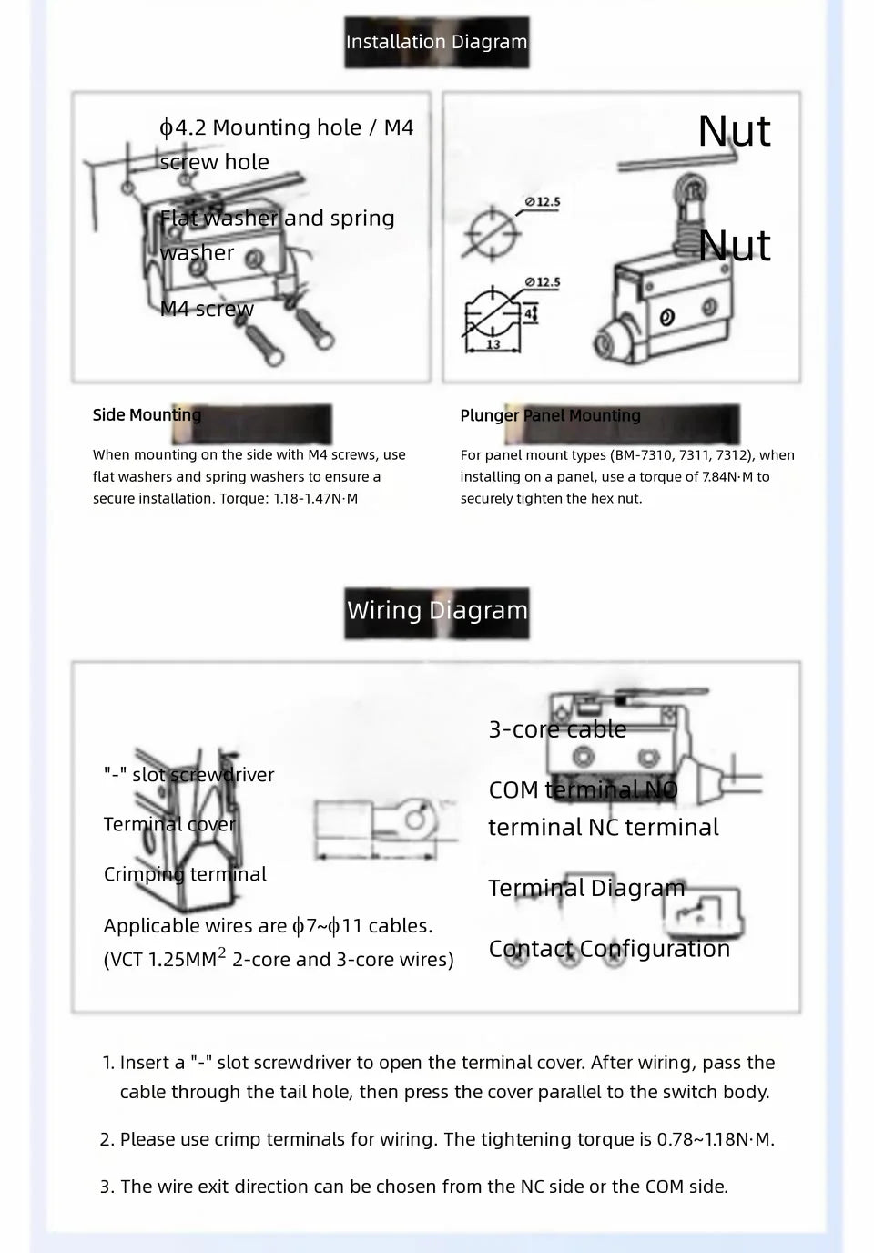 10A 250V AZ Waterproof Microswitch Travel Micro Limit Switch Small Horizontal Roller Lever AZ-7312 AZ-7311 AZ-7121 AZ-7310 TZ