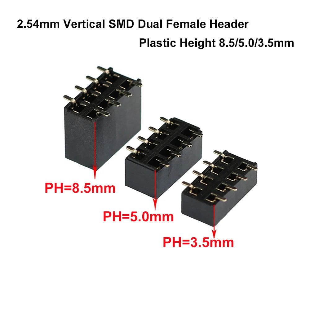 20pcs 2.54mm SMT PH3.5 2x3P/5P/8P/10P/13P/20P Double Row Short Low Profile SMD Surface Mount Female PCB Header Socket Connector