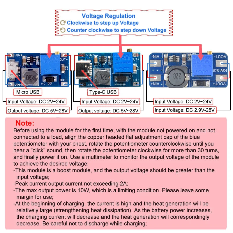 1/10 PCS MT3608 DC-DC Step Up Converter Booster Power Supply Module Boost Step-up Board MAX output 28V 2A for Arduino Diy Kit