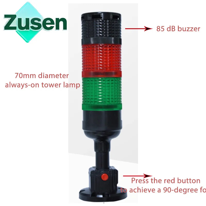 Zusen 70mm T7-RG-BZ-2/2Y 12V 24V Two-story Warning light signal LED three-color machine tool indicator Buzzer