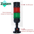Zusen 70mm T7-RG-BZ-2/2Y 12V 24V Two-story Warning light signal LED three-color machine tool indicator Buzzer