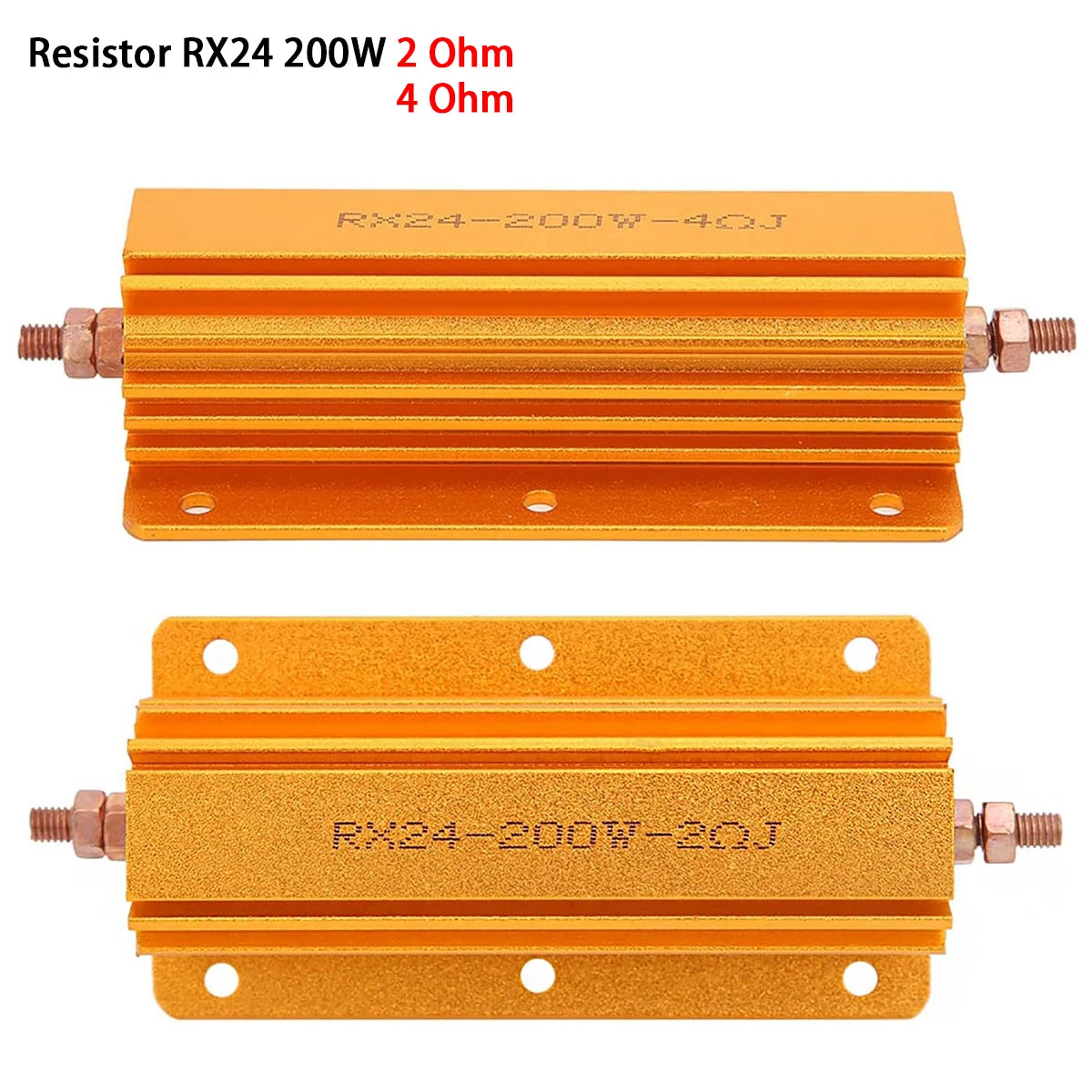 1pcs RX24 200W Aluminum Power Metal Shell Case Wirewound Resistor 1R 2R 4R 8R Ohm