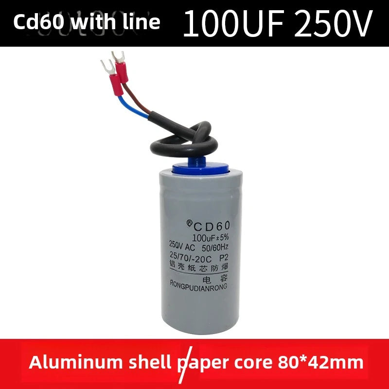 CD60 Motor Water Pump Starting Capacitor 250V 450V AC 50UF 75UF 100UF 150UF 200UF 250UF 300UF 350UF 400UF 500UF 600UF 800UF