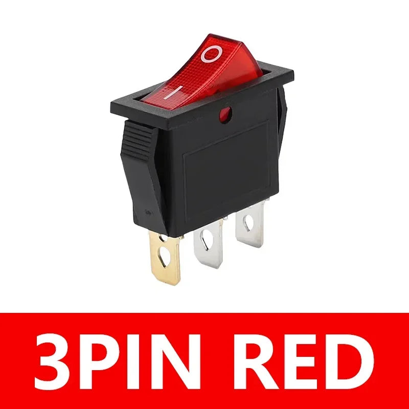 5/20Pcs KCD3 Rocker Switch 3 Pin 2 Position ON OFF 16A 250V 220V 20A  Boat-shape Electric Toggle Switch with LED Light