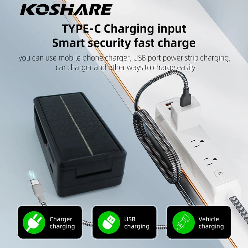 KOSHARE 2 Slot LED Display Battery Charger Type-C Input For 26650/21700/18650/18500/16340/14500 Lithium Rechargeable Batteries