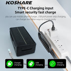 KOSHARE 2 Slot LED Display Battery Charger Type-C Input For 26650/21700/18650/18500/16340/14500 Lithium Rechargeable Batteries