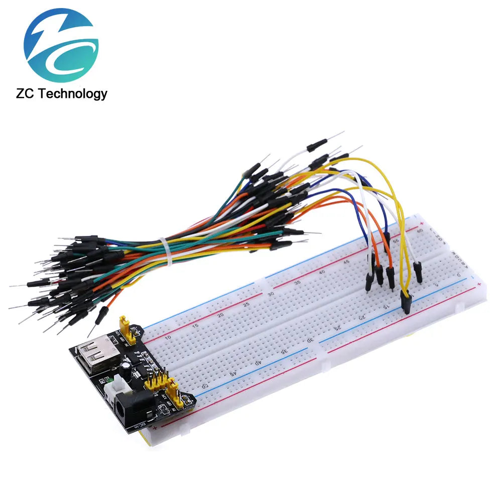 3.3V/5V MB102 Breadboard Power Module+MB-102 830 Points Prototype Bread Board for Arduino Kit +65 Jumper Wires Wholesale