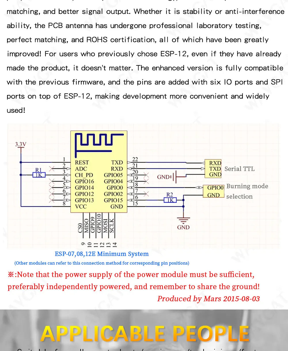 Wireless WIFI Module ESP8266 ESP-12F ESP-12E ESP-12S Serial WIFI Model ESP-12E Upgrade Remote ESP12F ESP12 4M