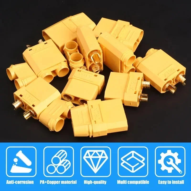 High Current XT90 Male Female Connector with Cover Welding Terminal Connector for Lithium Polymer Battery Model Charge Lead Plug