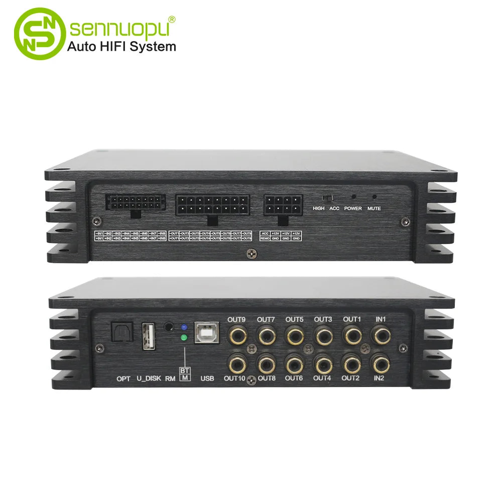 Sennuopu DS-M10 Car Audio 8 CH Amplifier with 10 CH DSP Processor Bluetooth Amp Equalizer Amplificador Automotivio Sound