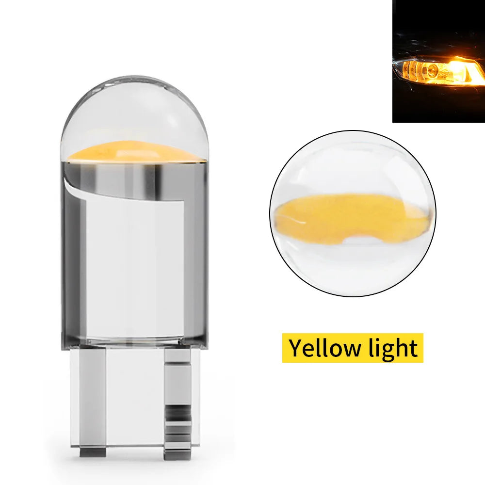 T10 W5W LED CAR Canbus Glass COB 6000k Reading Dome Lamp Marker Wedge License Plate Light Bulb 168 194 192 DC 12V White Blue Red