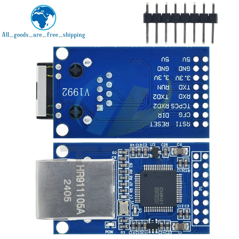 1/2PCS CH9121 UART Serial Port to Ethernet Module Network Module Industrial Microcontroller STM32 TCP/IP 51 3.3V 5V