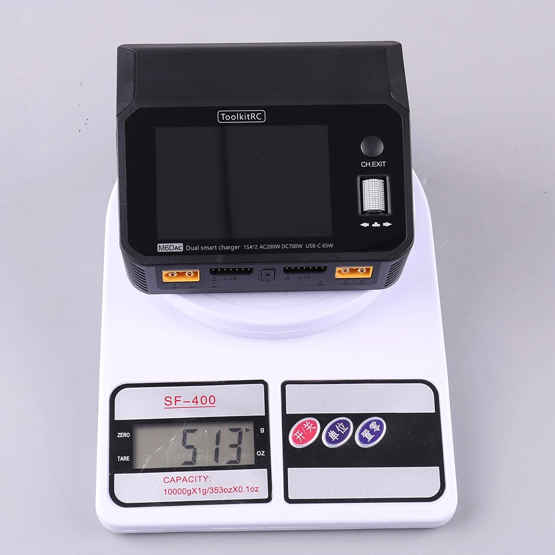 ToolkitRC M6DAC 350W X 2 USB-C 65W AC/DC Dual Smart Charger Discharger for 1-6S Lipo LiHV Lion NiMh Pb Battery with 15A Balance