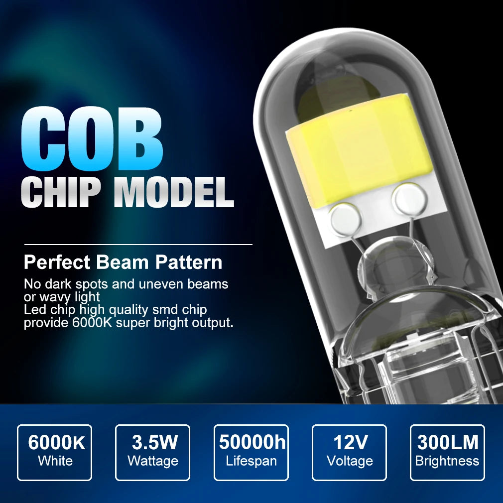 2/6x W5W T10 Led Bulbs Canbus W5W Sapphire COB Drive-Free Led Wedge Bulb 6000K 168 194 Led 5w5 Car Interior Dome Reading Bulb