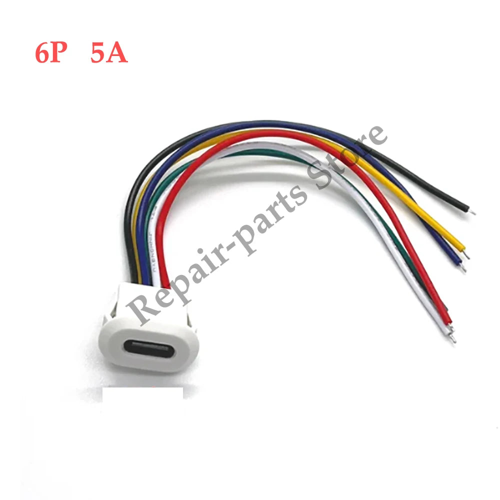 3Pcs Type C Connector Type-C With Card Buckle Female 5A High Current Fast Charging Jack Port USB-C Charger Plug Socket 6pin USB