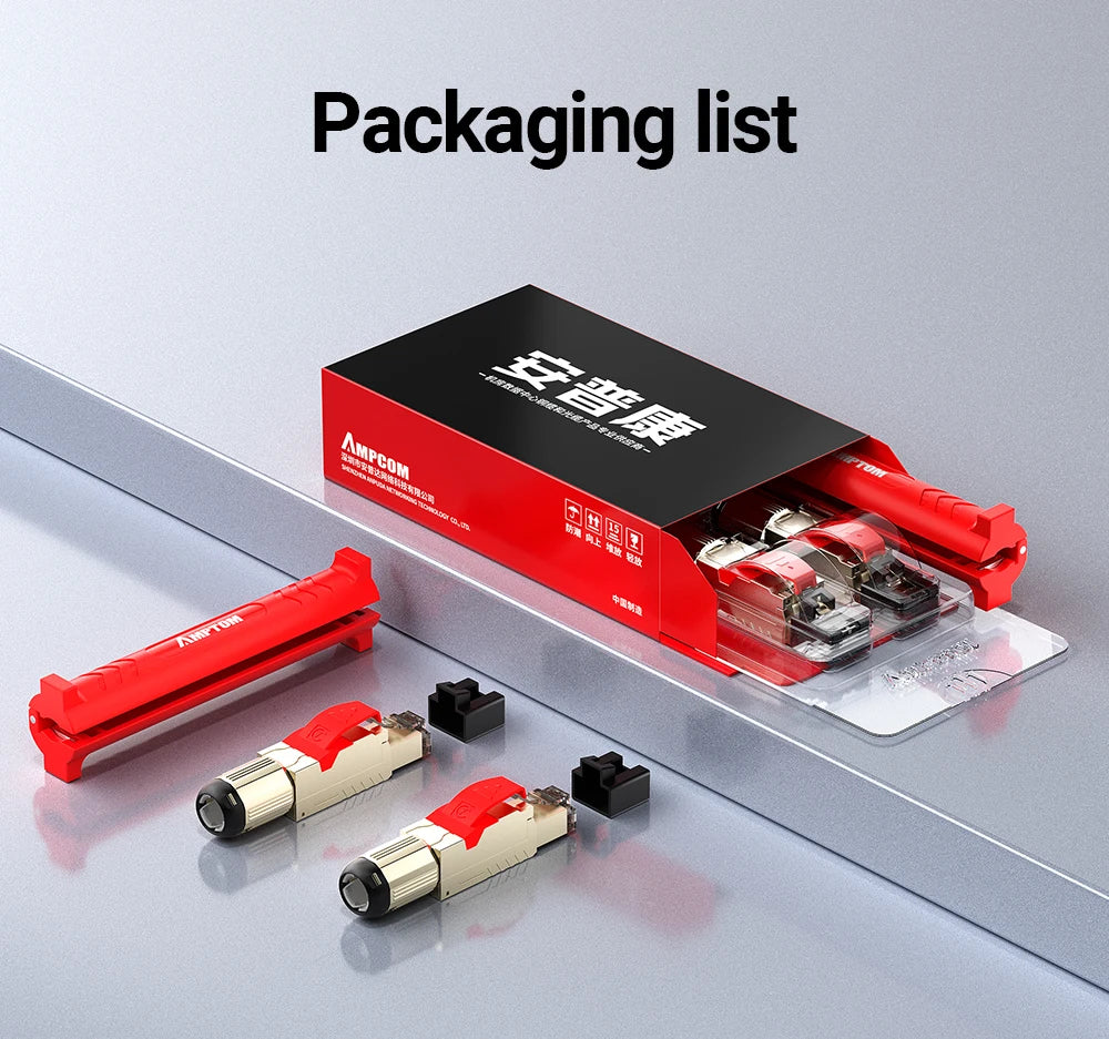 AMPCOM RJ45 Connector, CAT8 STP Tool Free Shielded Modular Plugs CAT7 CAT6A Zinc Alloy Field Termination Plug 40Gbps 2000Mhz