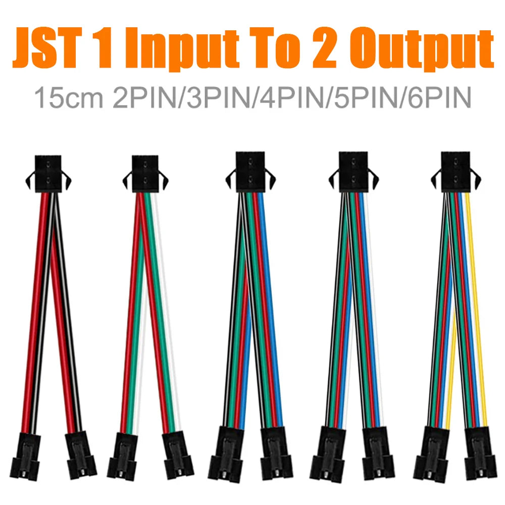 2Pin 3Pin 4Pin 5Pin 6Pin LED Splitter Connector JST SM Male Female Wire Cable For WS2812 WS2811 SK6812 RGB RGBW Led Strip