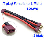 T Plug XT60 XT90 Parallel Battery Connector Male/Female Double Extension Cable Y-Divider/RC Battery Motor3-Way 10AWG 12AWG 14AWG