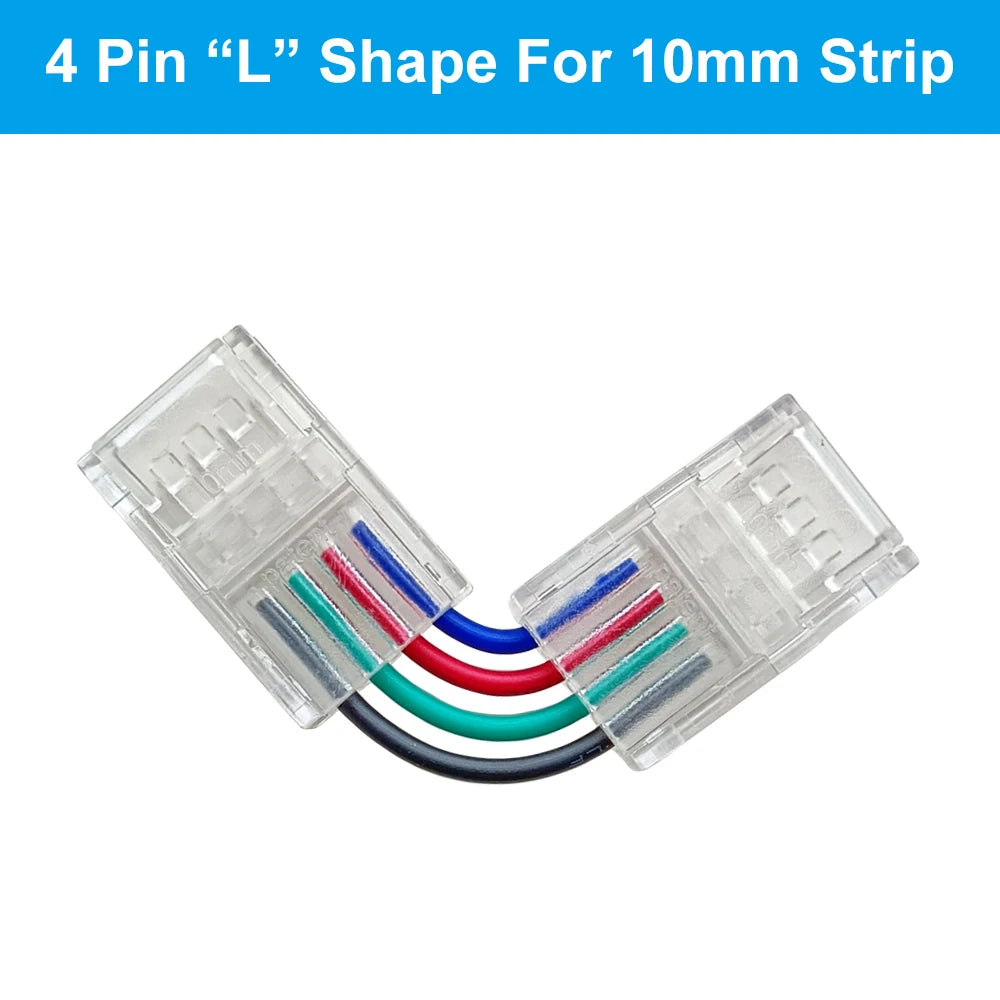 2/3/4/5/6Pin LED Light Strip Corner Connector Transparent Solderless Buckle Board To Board L-Shaped Solderless For RGB RGBW Tape