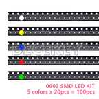 100PCS 0603 SMD LED light emitting Diode bead Blue Red Yellow Green Warm White Orange UV Pink PLR SMD LEDs