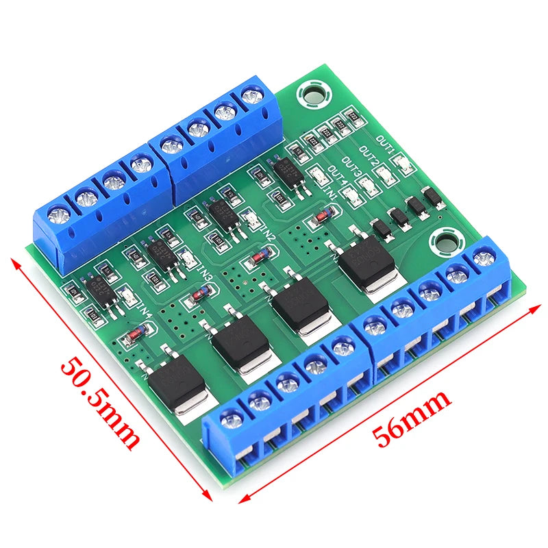 1/5/10Pcs 4-Channel MOS Optocoupler Isolation Module DC3-20V 10A Fotoelektrische Isolator with Signal Indicator Light